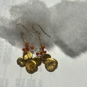 Handcrafted earrings gold and orange